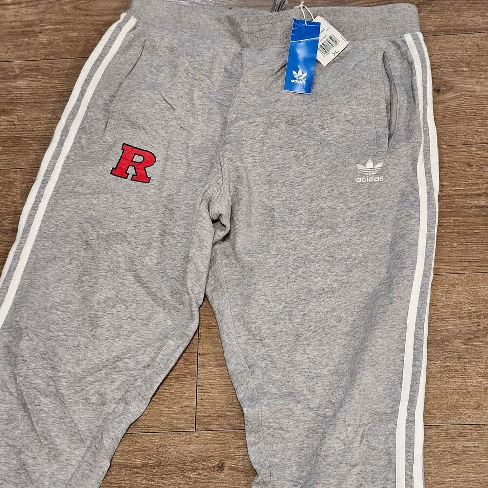 Adidas Rutgers Scarlet Knight Jogger Sweatpant XL Gray NWT Collegiate Streetwear